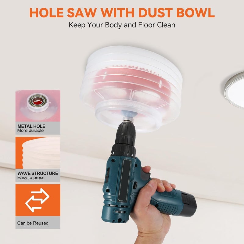 Genubi Industry 4 1/4 Hole Saw for Recessed Lights, 4.25 Inch Bi-Metal Hole Cutter Kit with Dust Bowl Catcher for Led Recessed Lighting 4 Inch, Ceiling, Wood, Drywall and Plastic - Image 2